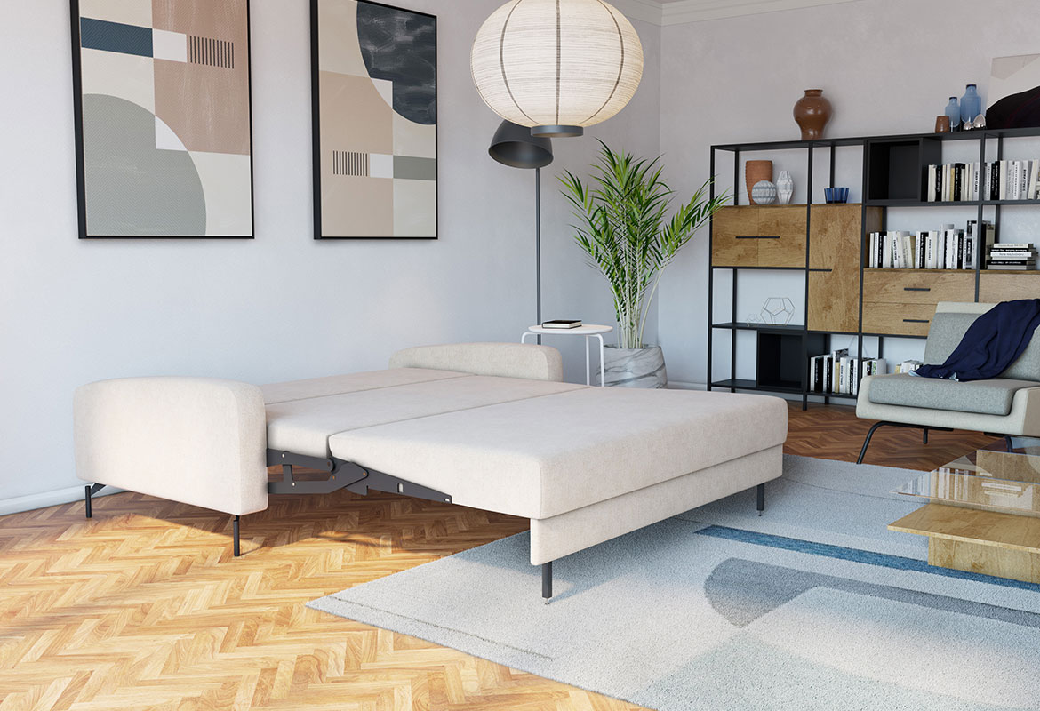 Lars sofa bed in beige fabric Sofa for everyday sleeping